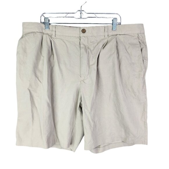 Mens Beige Tommy Bahama Pleated Shorts Silk & Cotton Blend 10" Inseam Size 42L - Picture 1 of 12